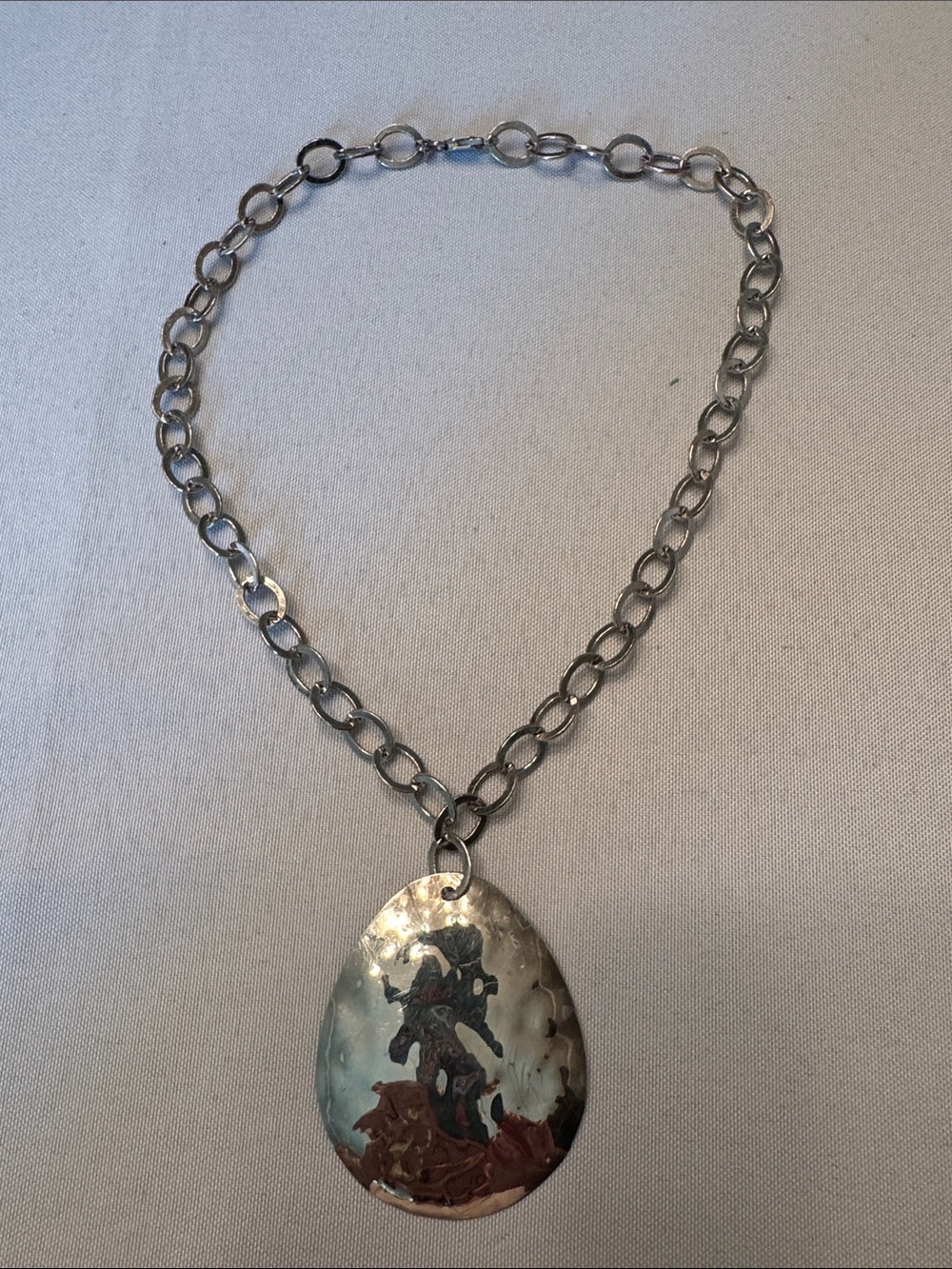 Silpada Sterling Silver Teardrop Pendant Necklace with Artistic Inlay